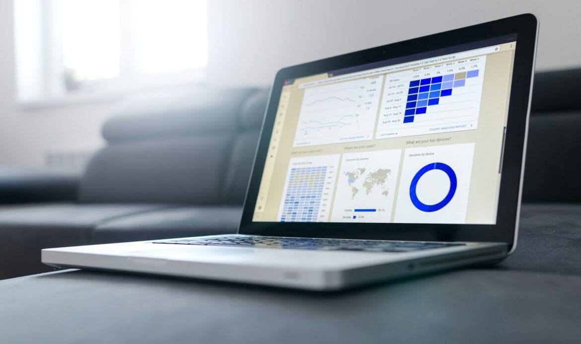 Website analytics dashboard on a laptop screen
