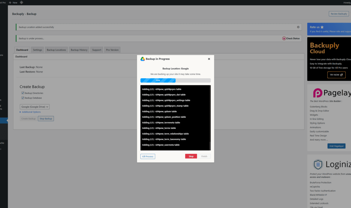 Backuply on wordpress